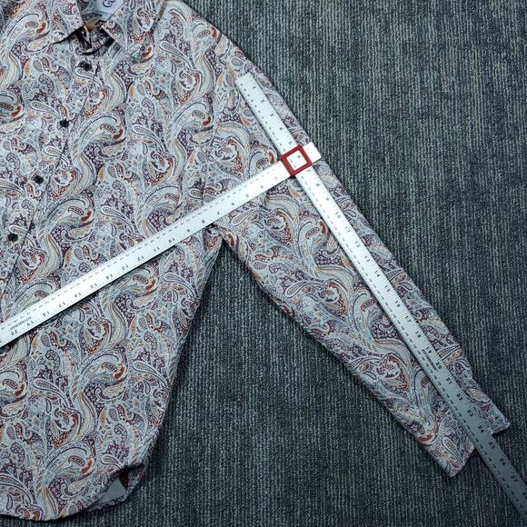 Kilburne & Finch Dress Shirt Mens Size XL White / Red Paisley Cotton Long Sleeve - Picture 11 of 14